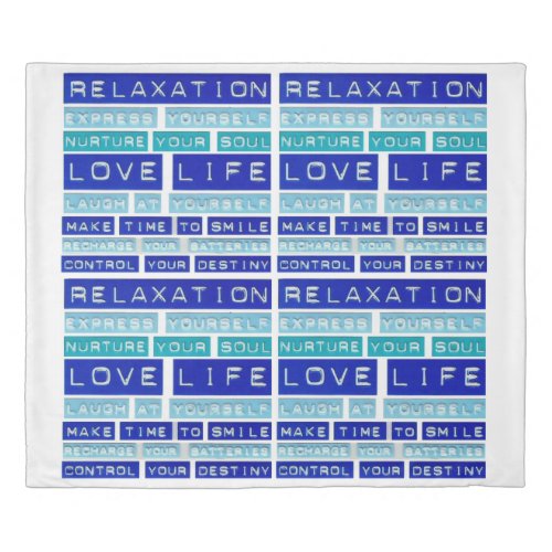 Cute Quotes Love Life Relaxation Blue Duvet Cover