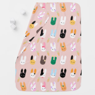 Cute Rabbit and Carrot Pattern Baby Blanket