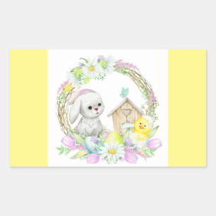 Cute Rabbit And Chicken Classic Round Sticker