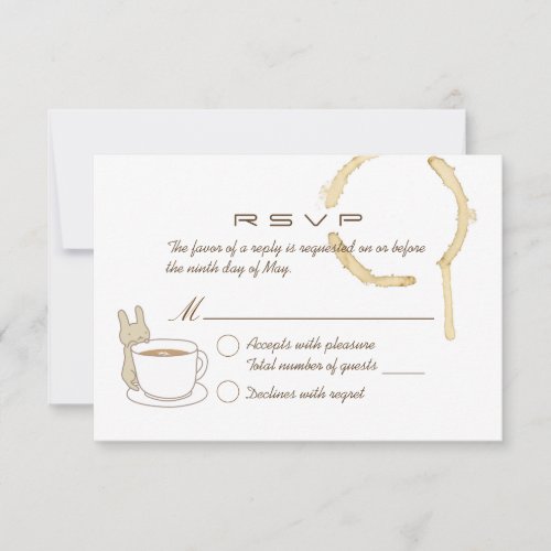 Cute Rabbit and Coffee Wedding RSVP Card