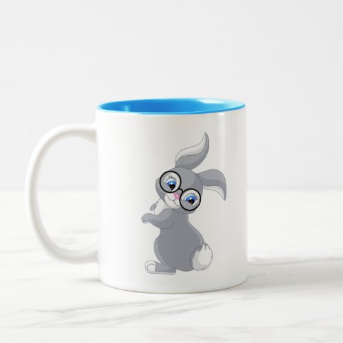 Cute Rabbit and Glasses Two_Tone Coffee Mug