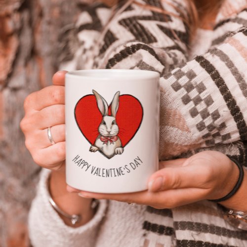 Cute Rabbit and Heart Customizable Valentines Day Coffee Mug