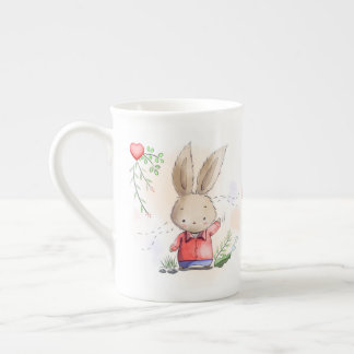 Cute Rabbit and Hearts Bone China Mug