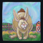 Cute Rabbit Animal Parade Bandana<br><div class="desc">Fun Animal Parade Rabbit Gifts and Accessories features our original art of a tan and brown hare standing in a grassy field with red barn in the background and a textured blue sky with a playful wavy purple border. Our funny heads and tails bunny rabbit can be seen coming and...</div>