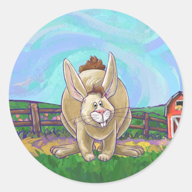 Cute Rabbit Animal Parade Classic Round Sticker (Front)