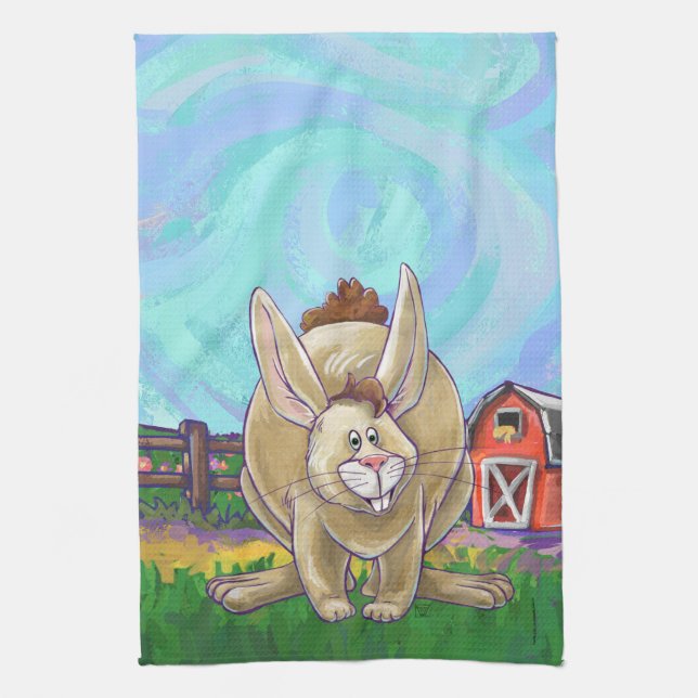 Cute Rabbit Animal Parade Kitchen Towel (Vertical)