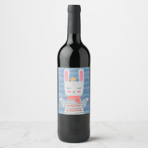 Cute Rabbit Art Wine Label