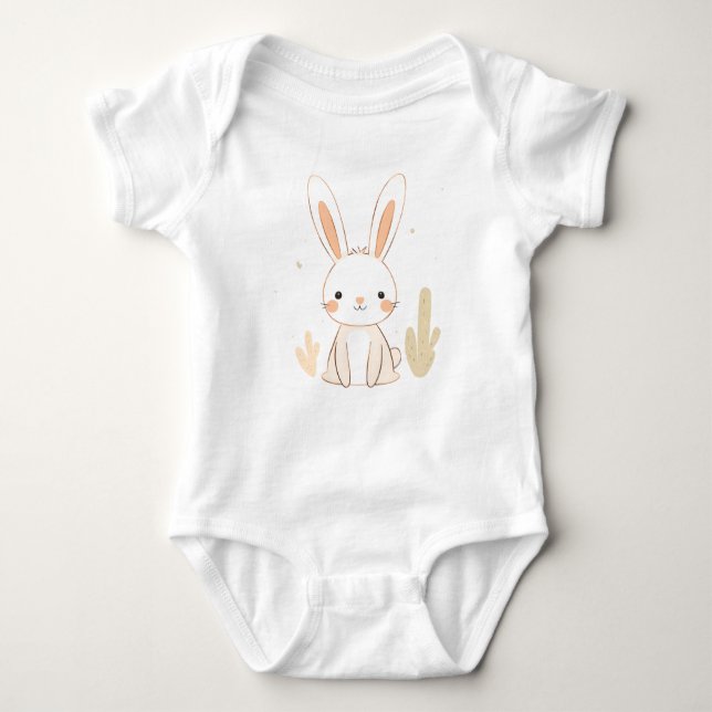 Cute Rabbit Baby Jersey Bodysuit  (Front)