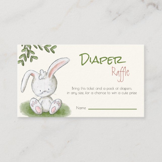 Cute Rabbit Baby Shower Diaper Raffle Enclosure Card (Front)