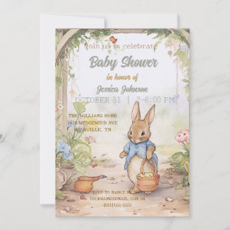 Cute Rabbit Baby Shower Invitation