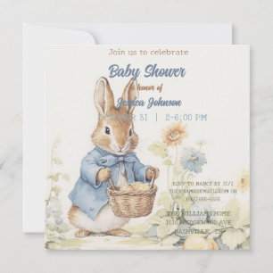 Cute Rabbit Baby Shower Invitation