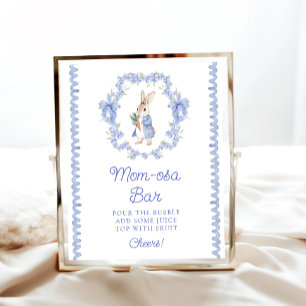 Cute Rabbit Baby Shower Mom-osa Bar Poster