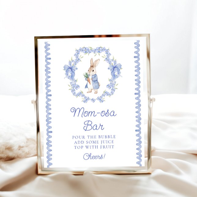 Cute Rabbit Baby Shower Mom-osa Bar Poster (Creator Uploaded)