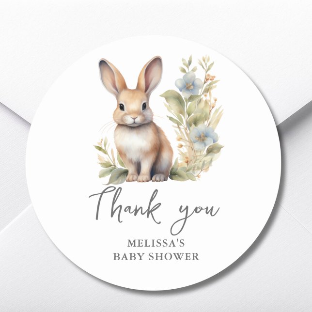 Cute Rabbit Baby Shower Thank You Favor Sticker (Creator Uploaded)