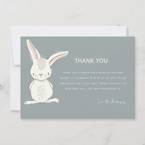 Cute Rabbit Baby Shower Thank You Invitation