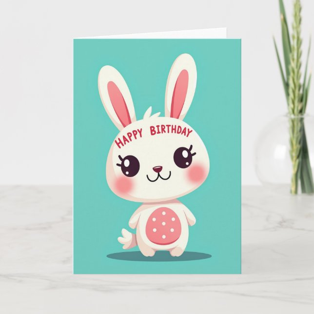 Cute Rabbit Birthday Card (Front)