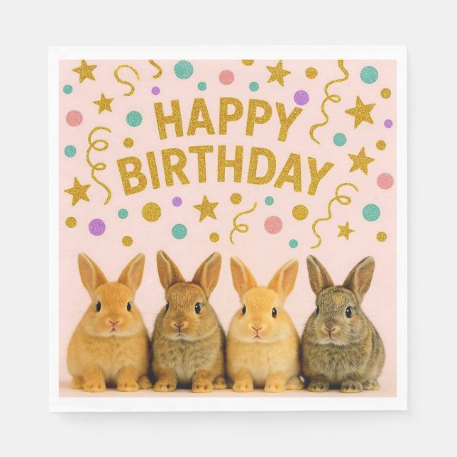 Cute rabbit birthday napkins! napkins (Front)