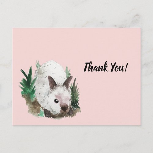 Cute Rabbit Blush Pink Baby Shower Thank You Postcard
