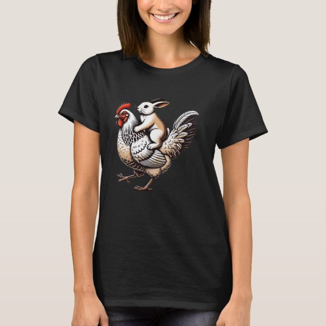 Cute Rabbit Bunny Chicken T-Shirt (Front)