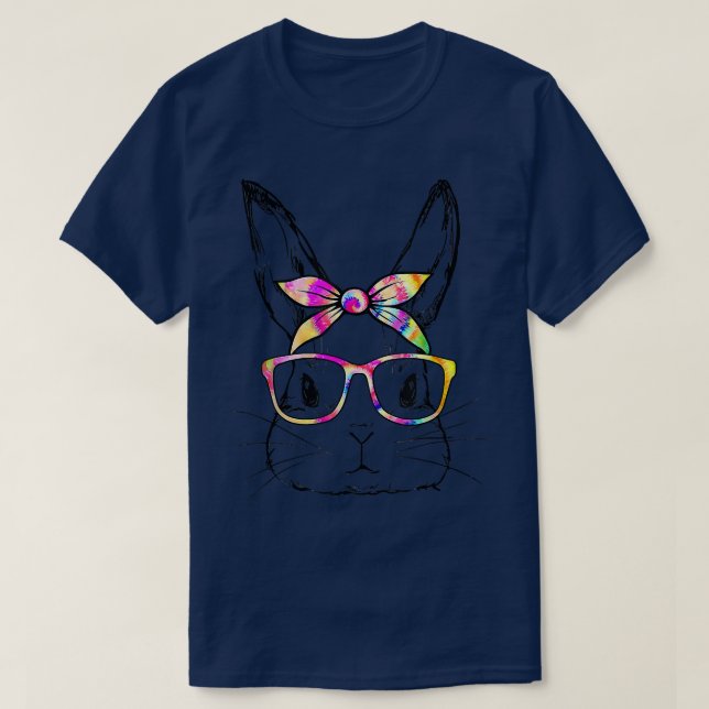 Cute Rabbit Bunny Face Leopard Glasses Headband Ea T-Shirt (Design Front)