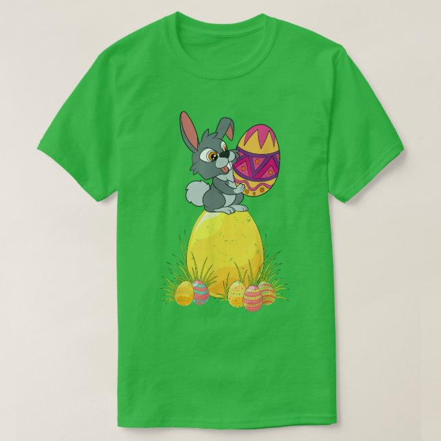 Cute Rabbit Bunny Lover Easter Day Easter Eggs Hap T-Shirt (Design Front)