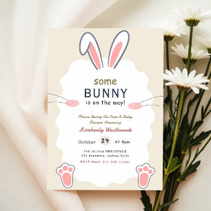 Cute Rabbit Bunny on the Way Baby Shower Invitation
