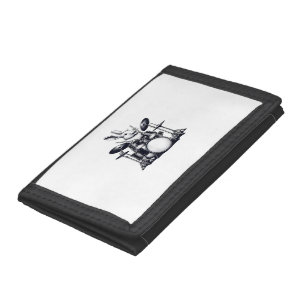Cute Rabbit Bunny Playing Drums Rabbits Drummer Mu Trifold Wallet