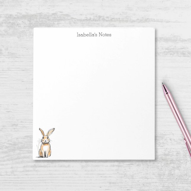 Cute Rabbit Bunny Sketch Personalized Notepad (Creator Uploaded)