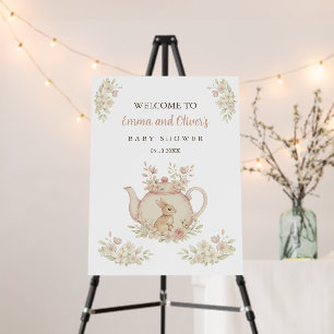 Cute Rabbit Bunny Teapot Baby Shower Welcome Foam Board