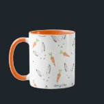 Cute Rabbit Carrot Pattern Personalized Mug<br><div class="desc">Personalized simple rabbit and carrot pattern mug.</div>