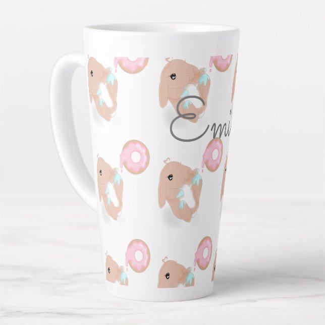 Cute Rabbit Cartoon Bunny Donut Pattern Childs Mug (Left Angle)