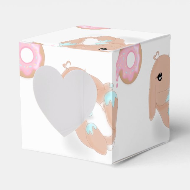 Cute Rabbit Cartoon Bunny Girls Birthday Party Favor Boxes (Front Side)