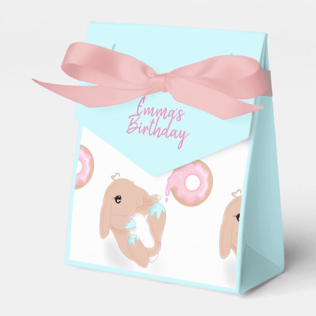 Cute Rabbit Cartoon Bunny Girls Birthday Party  Favor Boxes (Front Side)