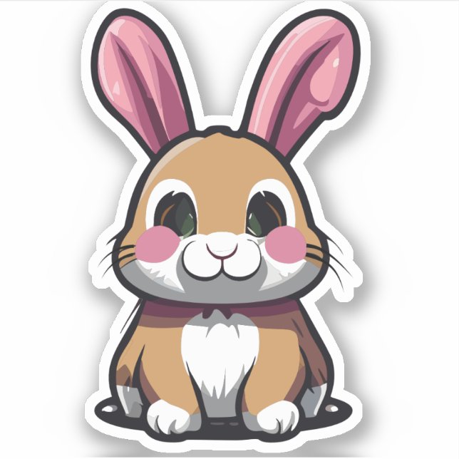 Cute Rabbit Cartoon Charactor Sticker (Front)