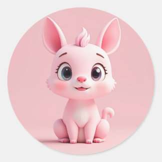 cute rabbit character classic round sticker