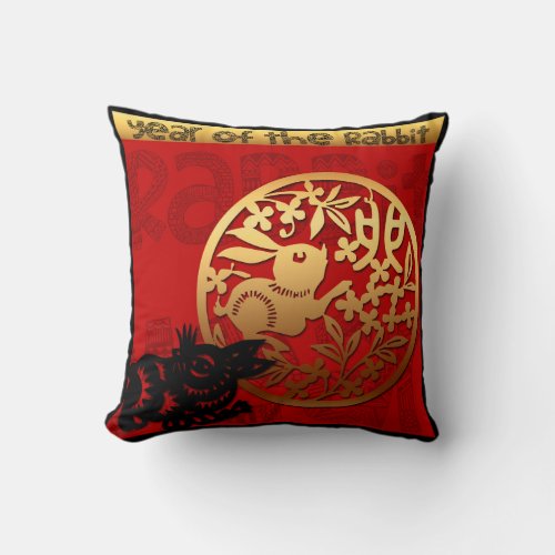 Cute Rabbit Chinese New Year Zodiac Birthday SqP Throw Pillow