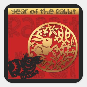 Cute Rabbit Chinese Year 2023 Zodiac Birthday Sqs Square Sticker by 2020_Year_of_rat at Zazzle