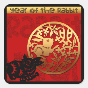 Cute Rabbit Chinese Year 2023 Zodiac Birthday SqS Square Sticker