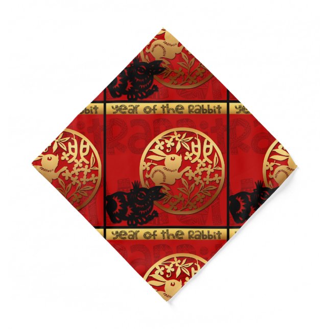 Cute Rabbit Chinese Year Zodiac Birthday B Bandana (Front)