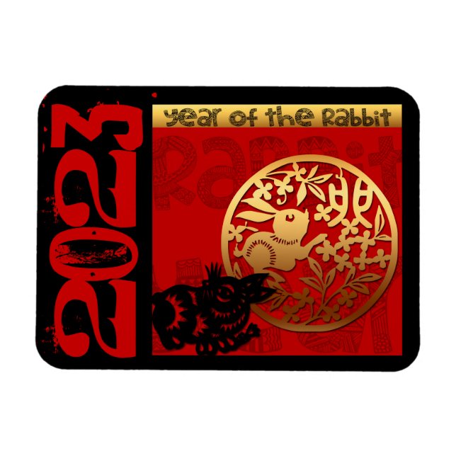 Cute Rabbit Chinese Year Zodiac Birthday HFM Magnet (Horizontal)
