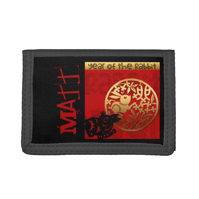 Cute Rabbit Chinese Year Zodiac Birthday name PW Trifold Wallet (Front)