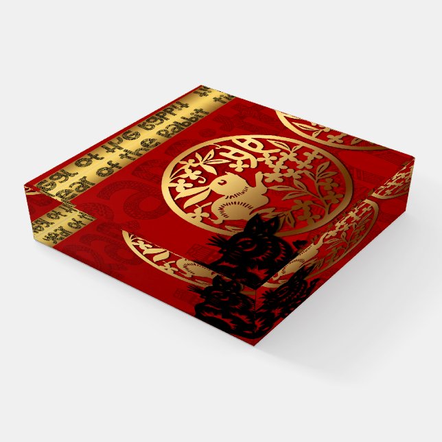 Cute Rabbit Chinese Year Zodiac Birthday PW Paperweight (Angled)