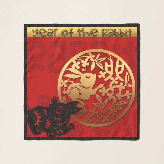 Cute Rabbit Chinese Year Zodiac Birthday SqCS Scarf (Front)