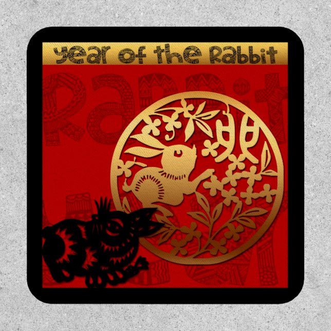 Cute Rabbit Chinese Year Zodiac Birthday SqP Patch (Front)