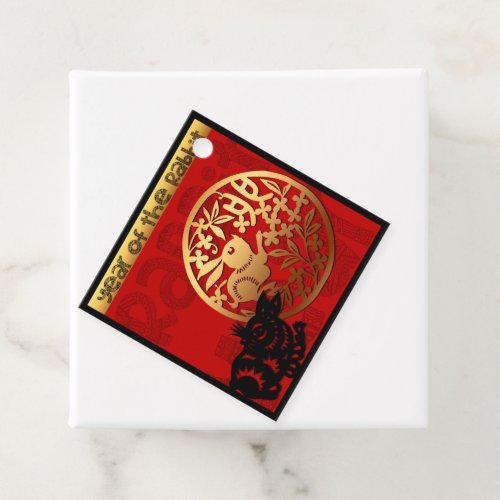 Cute Rabbit Chinese Year Zodiac Birthday Square FT Favor Tags
