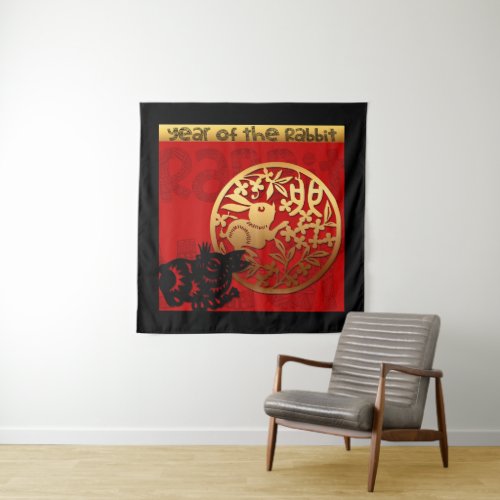 Cute Rabbit Chinese Year Zodiac Birthday WT Tapestry