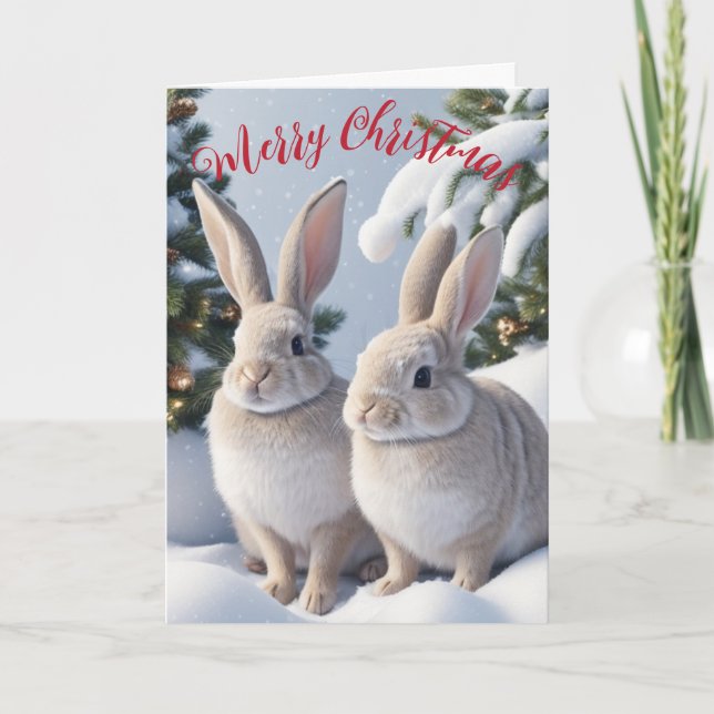 Cute Rabbit Christmas Card (Front)
