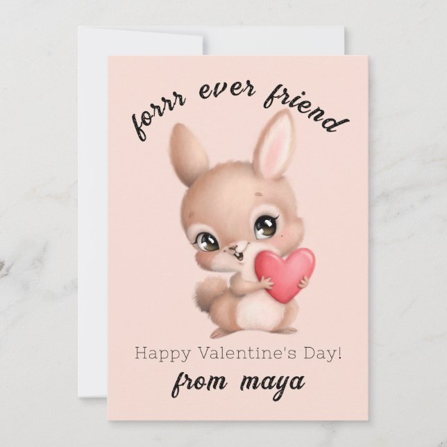 Cute rabbit Classroom Valentine card (Front)