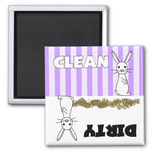 Cute Rabbit Clean  Dirty Dishwasher Magnet