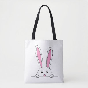 Cute Rabbit Clipart Peaking Cute Animals Bunny Art Tote Bag
